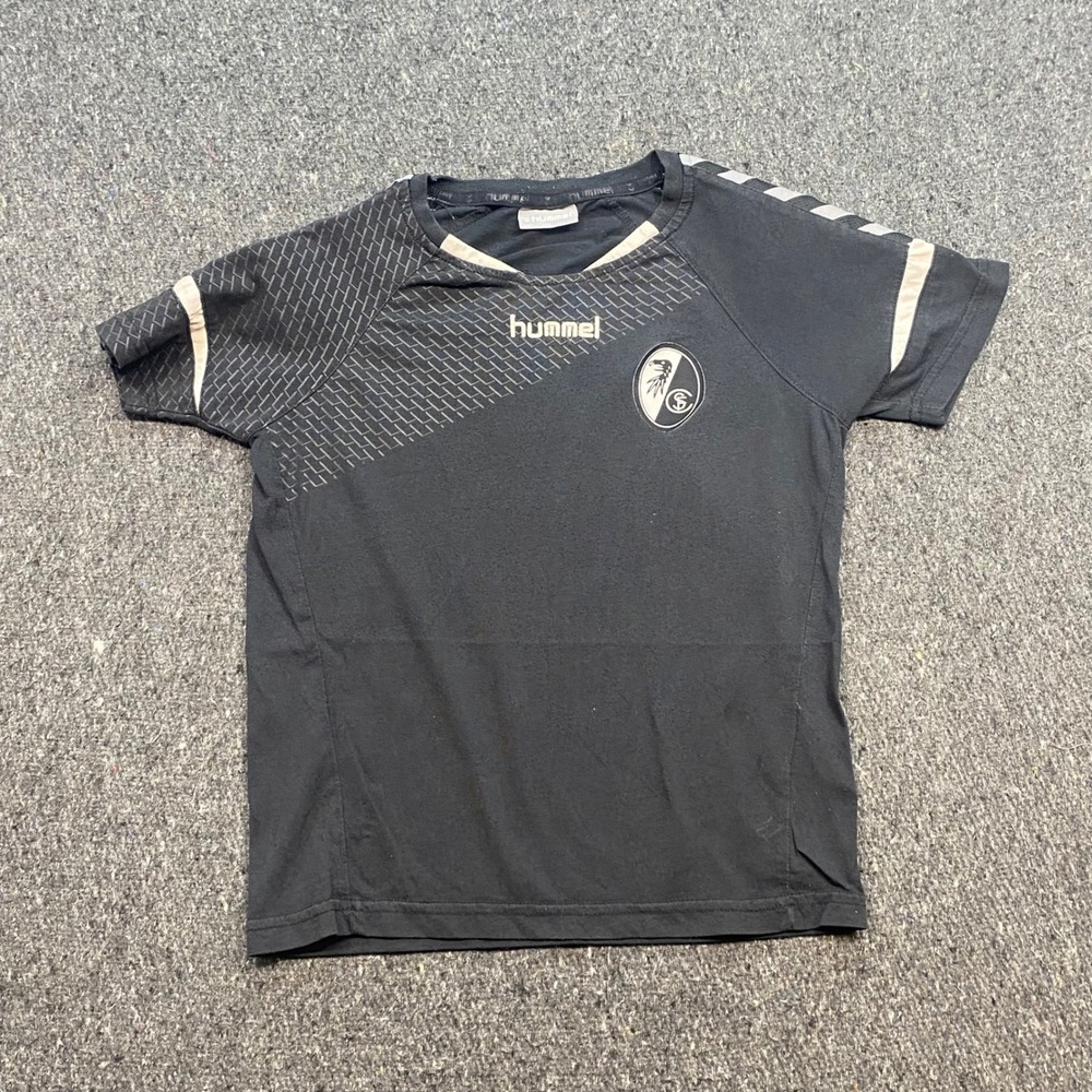 Hummel SC Freiburg Soccer Jersey Sz YS Youth‎ Black Sportswear Football TShirt
